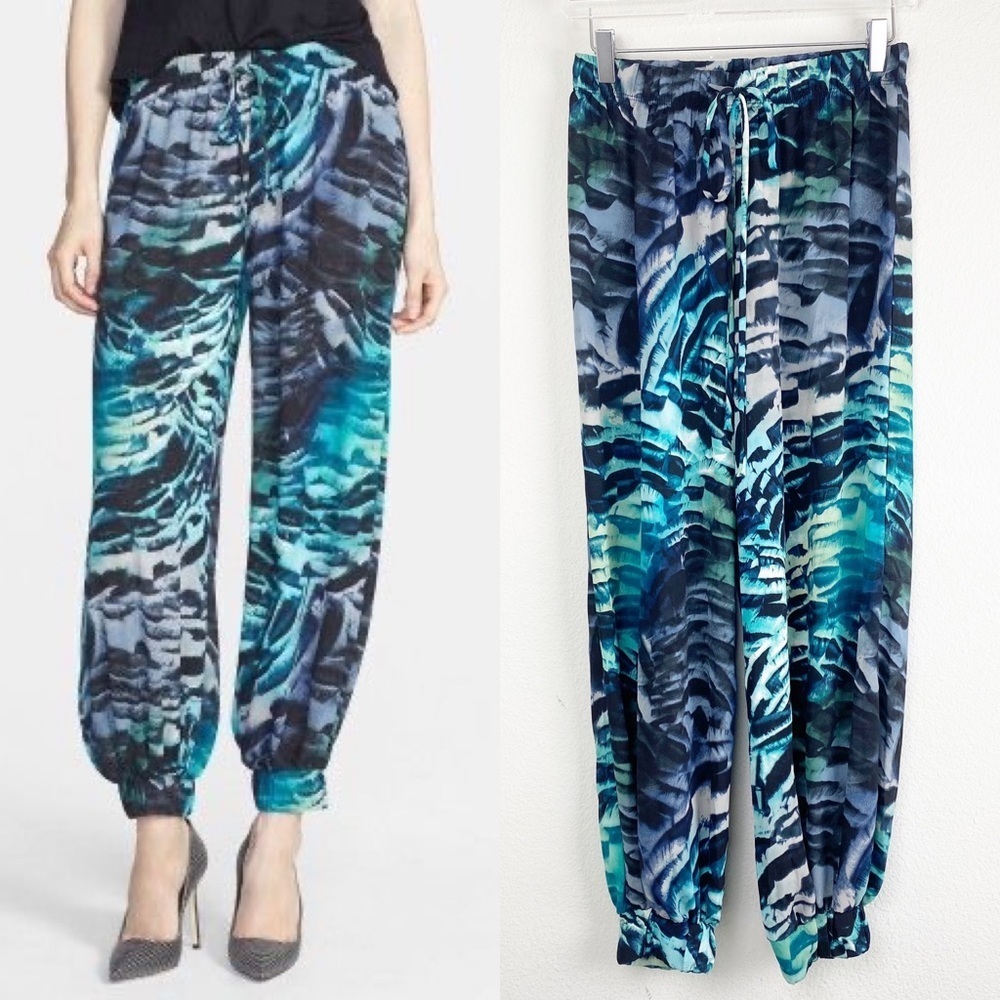 JUNE & HUDSON Blue Wide Leg Cuffed Jogger Pant Med